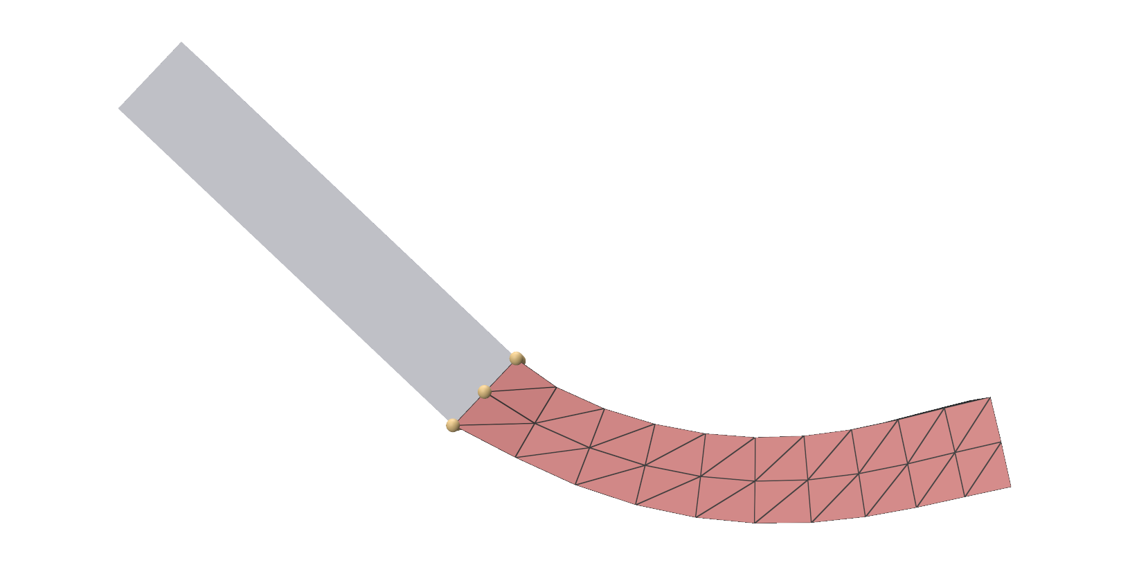A soft beam hanging from the tip of a swinging bar