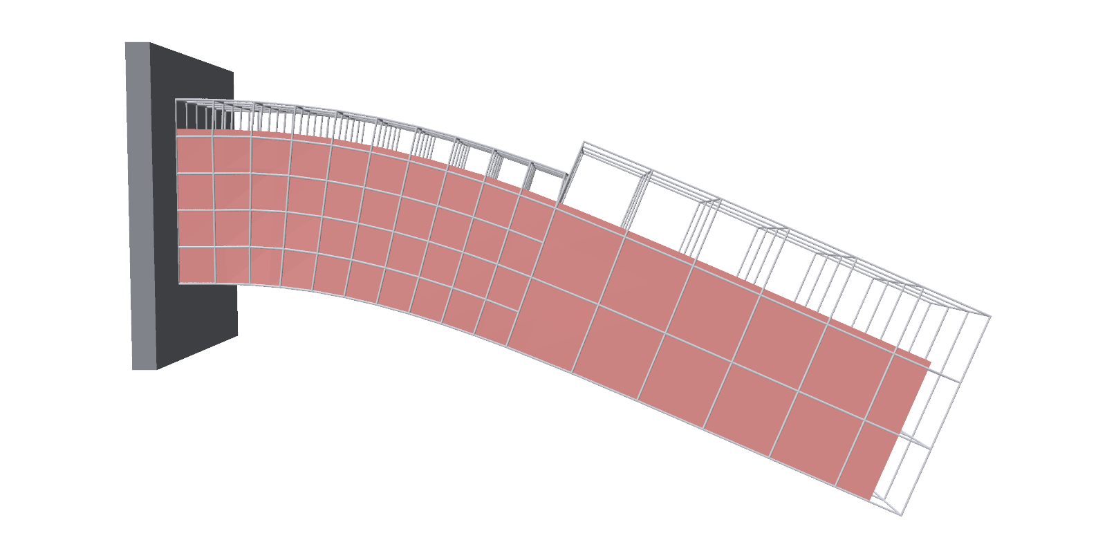A cantilever with fine hexes near the clamp and coarse ones at the tip