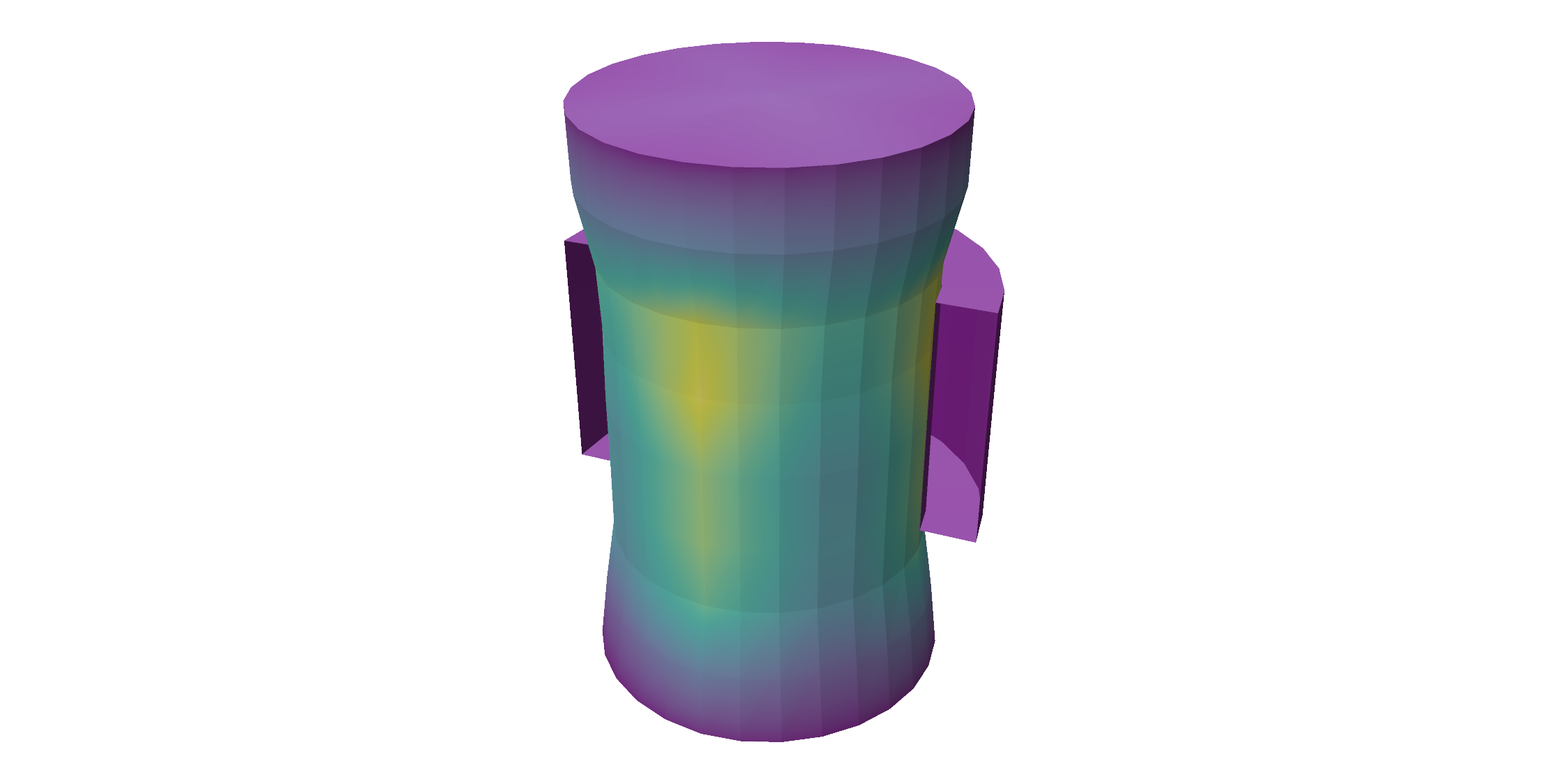 A core squeezed by a sleeve, coloured by strain energy