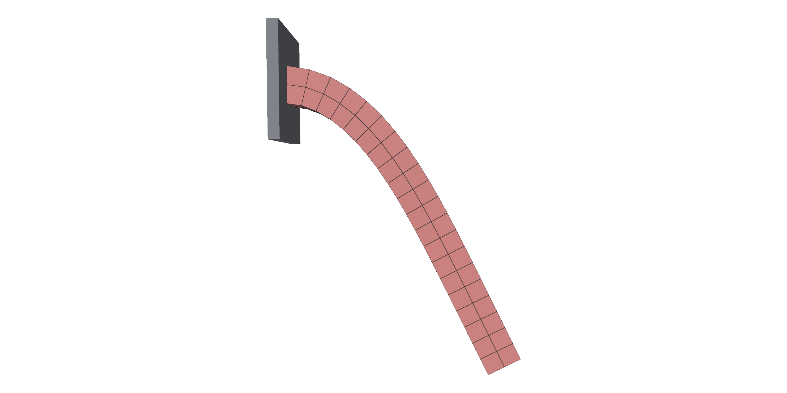 Cantilever beam sagging under gravity