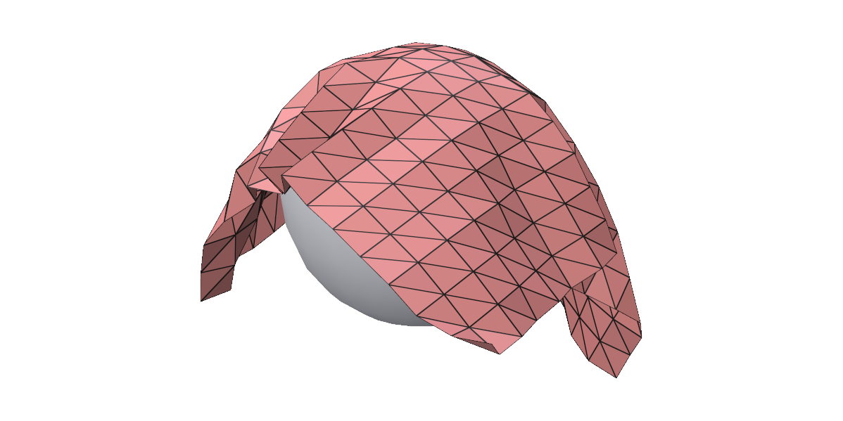 A sheet draped over a sphere