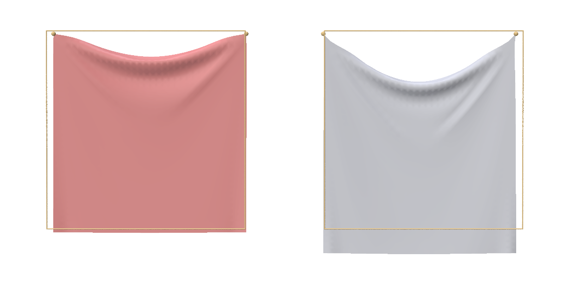 Two curtains, with and without strain limiting